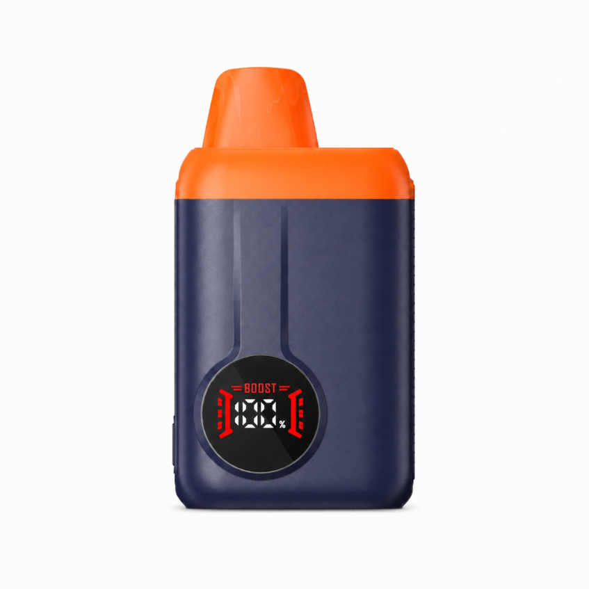 CCELL TurBoom navy and orange — front view with red BOOST display