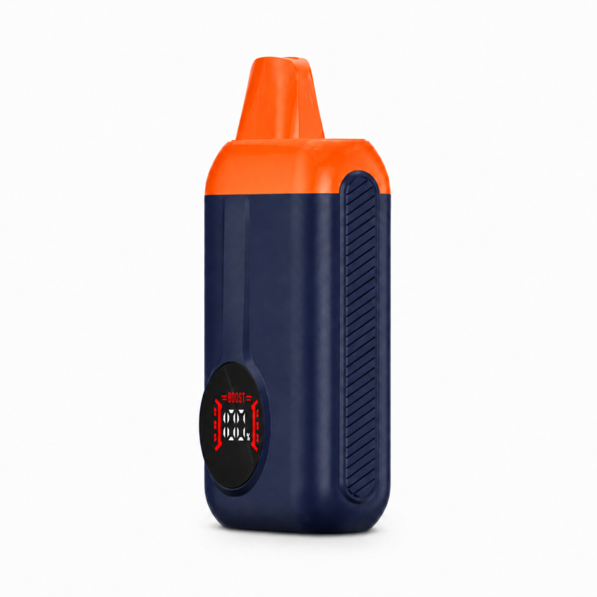 CCELL TurBoom navy and orange — three-quarter view with red BOOST display